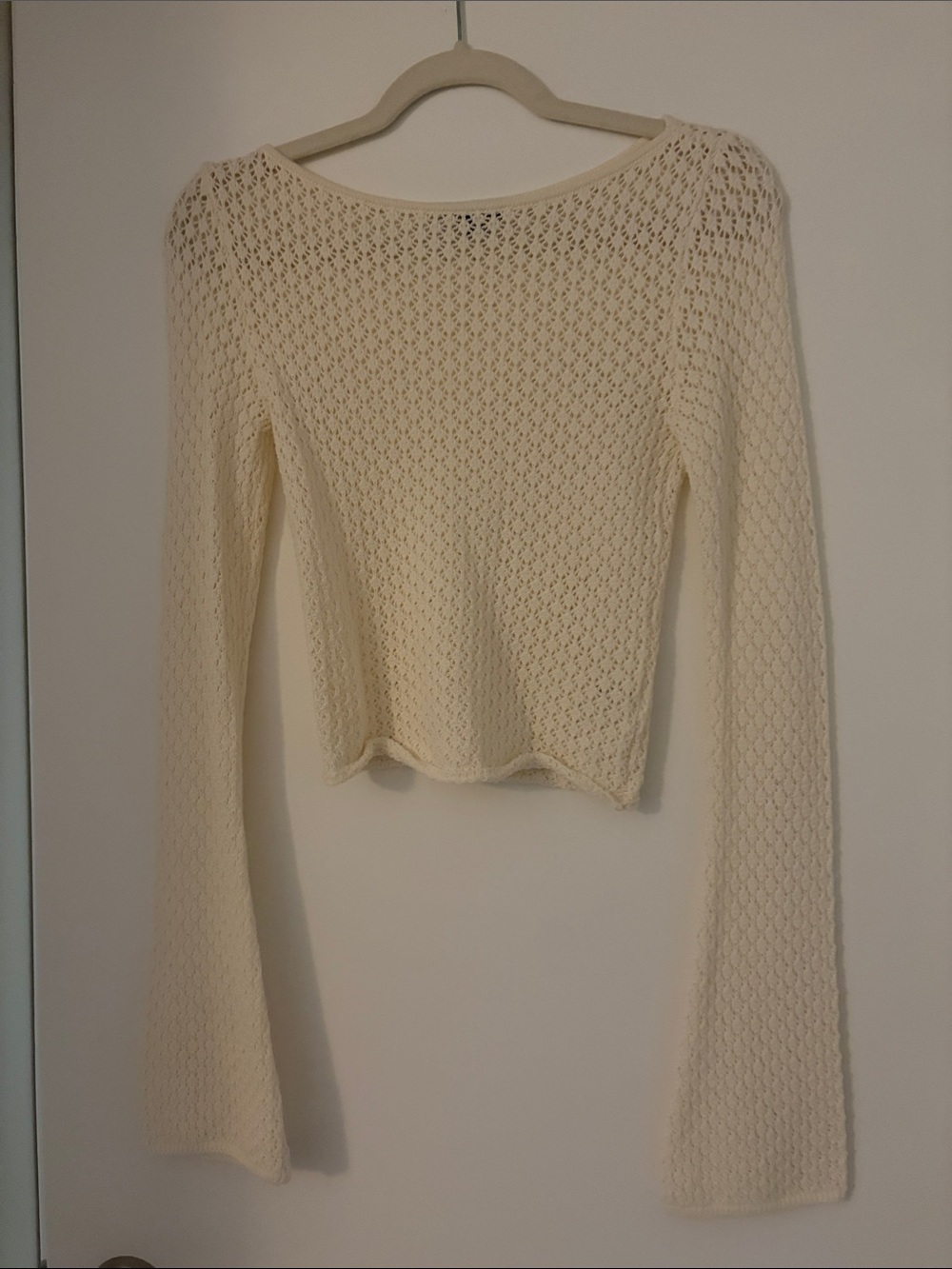 Dynamite Cream Open-Weave Long-Sleeve Knit Top